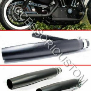 MARMITTA TERMINALE SCARICO NERO TAPARED MOTO CUSTOM HARLEY CAFE RACER SCRAMBLER
